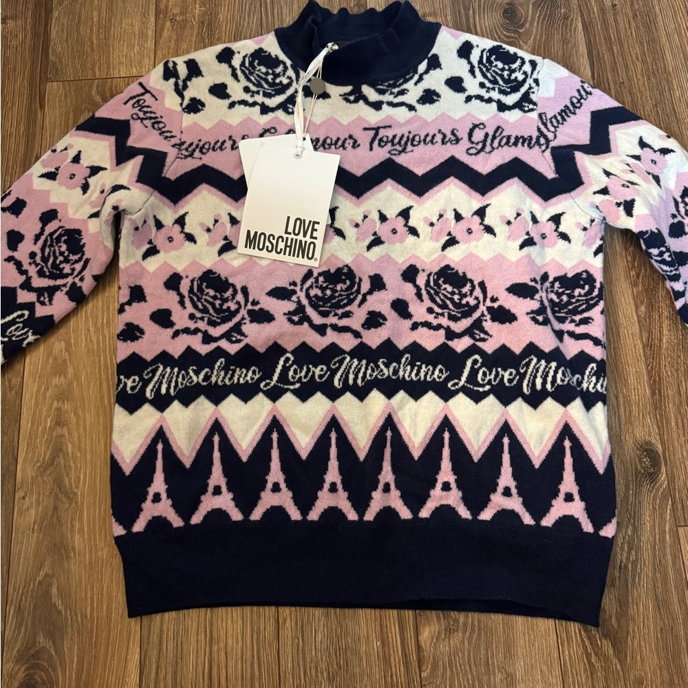 New with tags - Love Moschino Paris Pattern Jumper